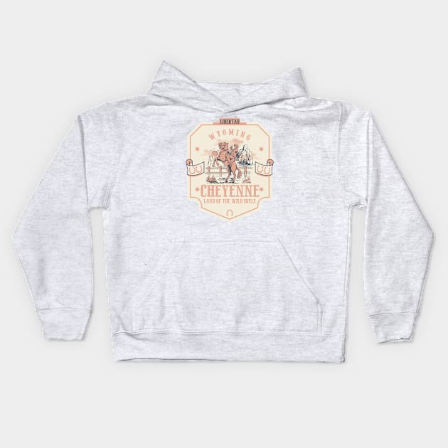 Cheyenne Wyoming wild west town Kids Hoodie by The Owlhoot 